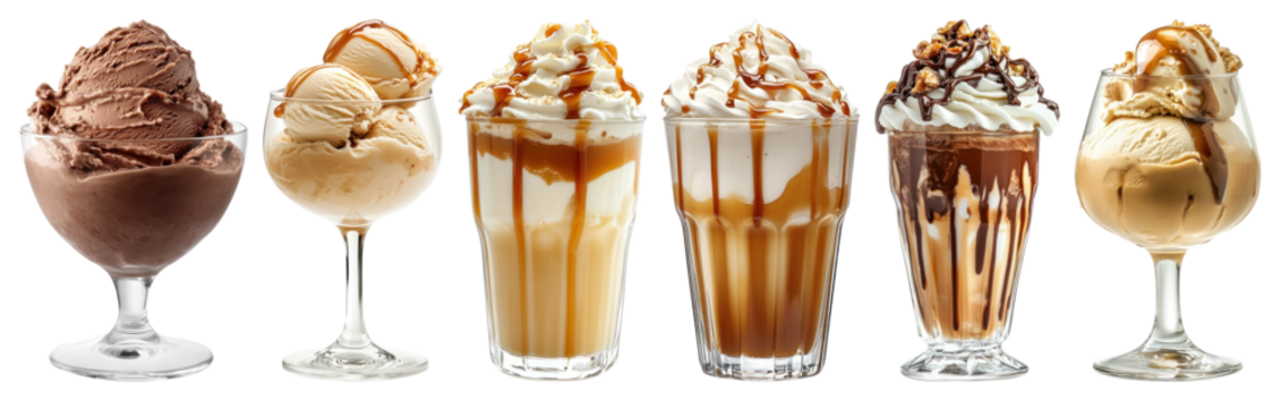 PNG Delicious ice cream desserts displayed, element set on transparent background