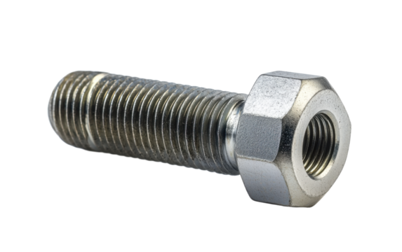 Silver bolt with a nut on top of it