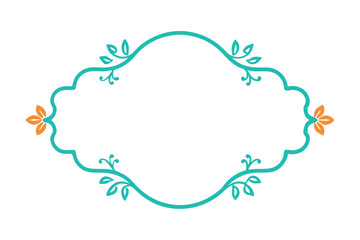 Hand-drawn heart and abstract floral frame illustration with colorful speech bubble design elements