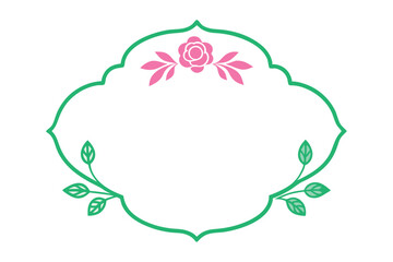 Abstract floral frame with vintage flower and doodle art decoration elements