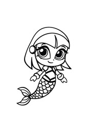 cute droid mermaid coloring page