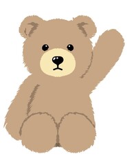 手を挙げるテディベア