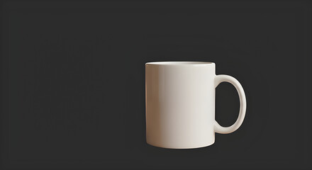 white mug on black background