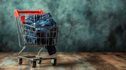 Virtual cart with saved items including hotel voucher and stylish jeans