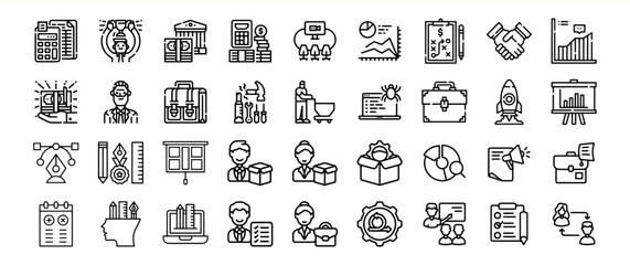 Business strategy planning icons set management teamwork