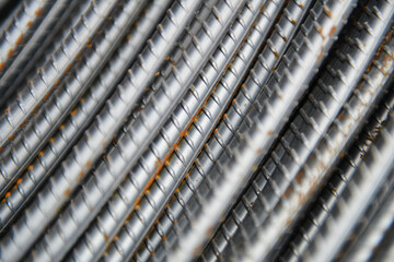 Close up images of steel bars for construction