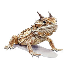 watercolor of Horned Lizard, vector high quality, isolated on a white background.