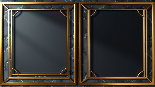 Luxury Wedding Announcement Design Templates with Golden Marble Frames