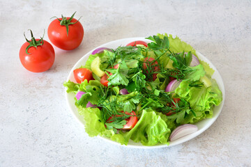 Fresh and Colorful Salad with Tomatoes and Greens