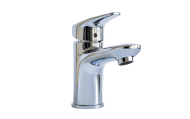 Chrome faucet with a silver handle