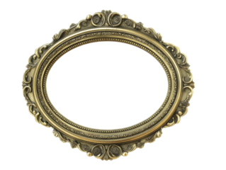 Elegant oval frame with ornate design for creative display, cut out transparent
