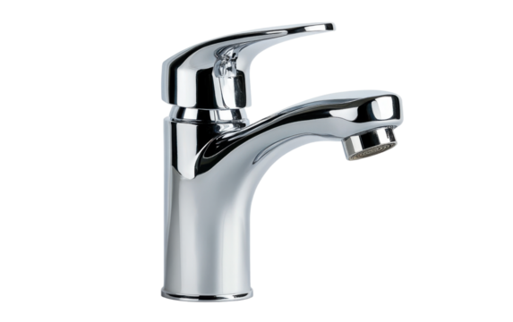 Chrome faucet with a silver handle