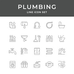 Plumbing Line Icon Set for Water Supply Repair and Installation