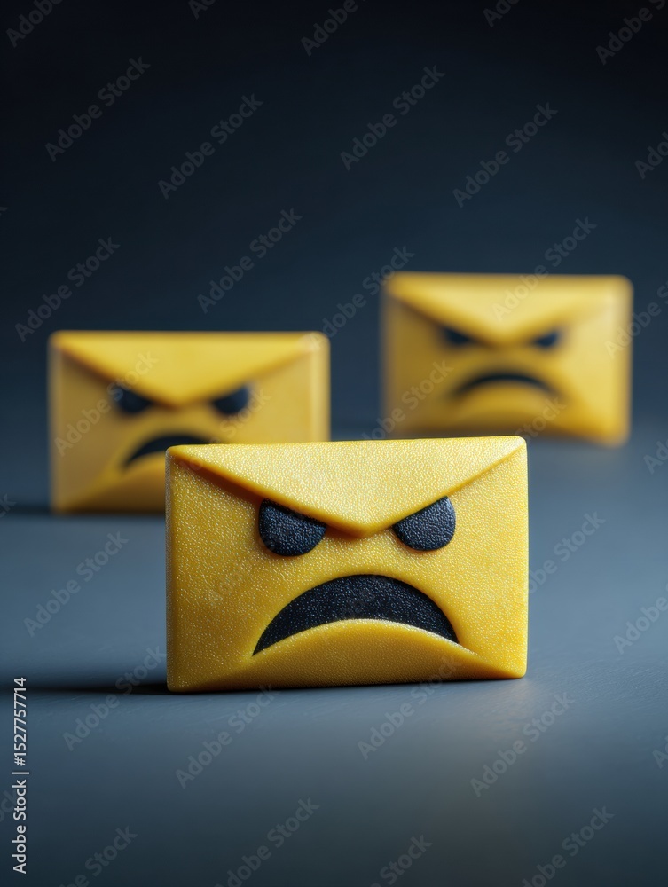 Poster Email Inbox Shows Signs of Malware With Angry Emoji Icons Depicting Security Threat