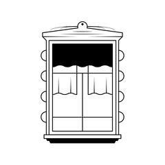 Abstract Black Simple Line Doodle Outline Window For Buildings Element Vector Design Style Sketch Isolated On White Backgorund Illustration