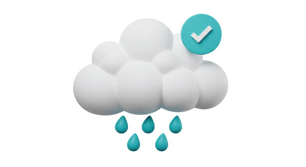 Isolated Cloud with Rain and Check Mark for Approved Weather