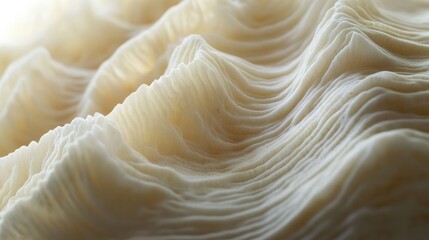 Close-up view of sculpted, pale cream-colored, textured layers resembling a natural formation