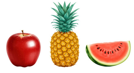 Isolated Assortment of Fruits