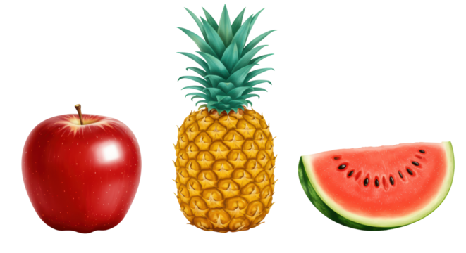 Isolated Assortment of Fruits