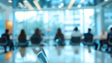 Blurred business people meeting in modern office building conference room