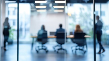 Fototapeta premium Blurred business people meeting in modern office building conference room