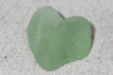 Aqua Sea Glass on a White Sand Beach