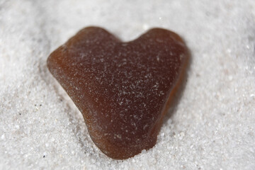 Brown Sea Glass in a Heart Shape