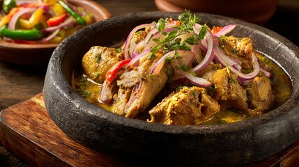 Delicious Desi Chicken Rezala with Fresh Vegetables in Bowl
