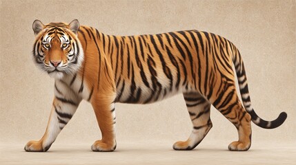 Fototapeta premium Majestic tiger roaming in zoo habitat captivating animal portraits in natural environment