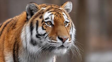 Naklejka premium Tiger encounter at the zoo captivating animal close-up in a natural environment