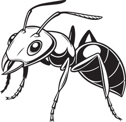 Ant face icon with mandibles and eyes in minimal symmetric layout for science visuals