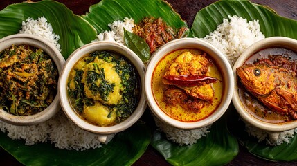 Traditional Bengali Dishes - Rice, Meat, and Vegetables