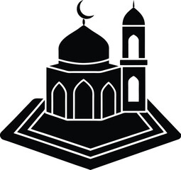 Mosque Within Prayer Mat Design vector silhouette illustration