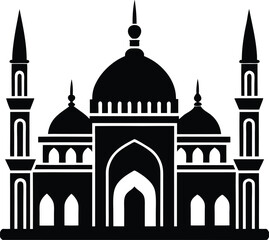 Beautiful Traditional Ottoman Mosque vector silhouette illustration