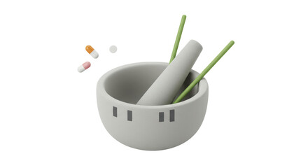 Isolated mortar and pestle