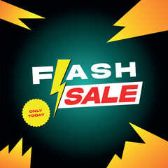 Flash Sale Only Today Vector Isolated on Gradient Green Blue Background

