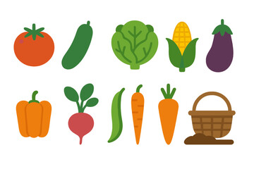 Colorful vegetable icons on blurred background