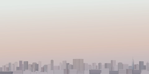 Minimalist cityscape with silhouette skyscrapers and vanilla sky background graphic illustration have blank space.