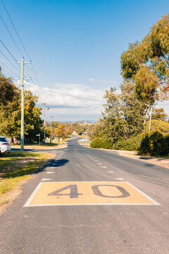40 kmh speed limit painted on road in regional Australian town's school zone