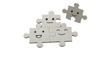 Isolated Jigsaw Puzzle Pieces with Smiling Faces