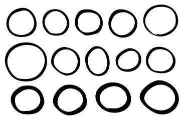 手描きの円のバリエーション、太いサインペンで描いた線