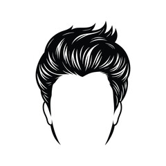 Obraz premium Stylish black and white haircut illustration featuring detailed lines and modern trendy hair style