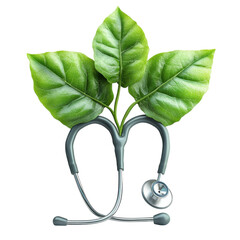 Holistic Medicine Stethoscope Growing Leaves Doctor Health Care on transparent background