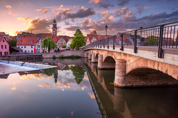 Lauf an der Pegnitz, Bavaria, Germany. Cityscape image of beautiful historical Bavarian city of Lauf an der Pegnitz, Germany at summer sunset.