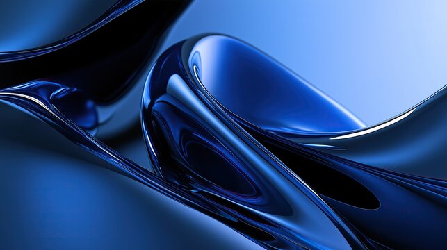 Futuristic abstract blue liquid metal background with fluid glossy shapes, modern high-tech wallpaper design for digital and creative projects - Powered by Adobe