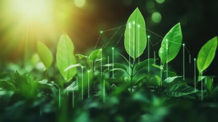 Growing business with green and sustainable energy.Green energy in full development.Increase in electricity prices on the world market.Chart graph growth