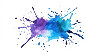 Fototapeta premium Abstract watercolor paint splatter on white background.