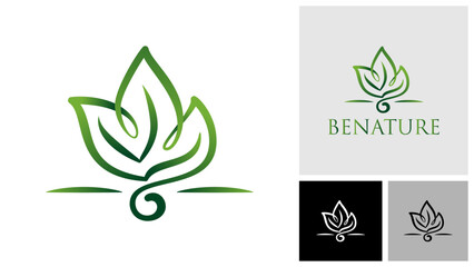 Nature leaf growth logo icon design template.