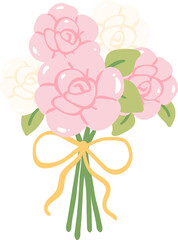 Illustration of Pink and White Rose Bouquet