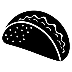 Taco vector Silhouette on white background 